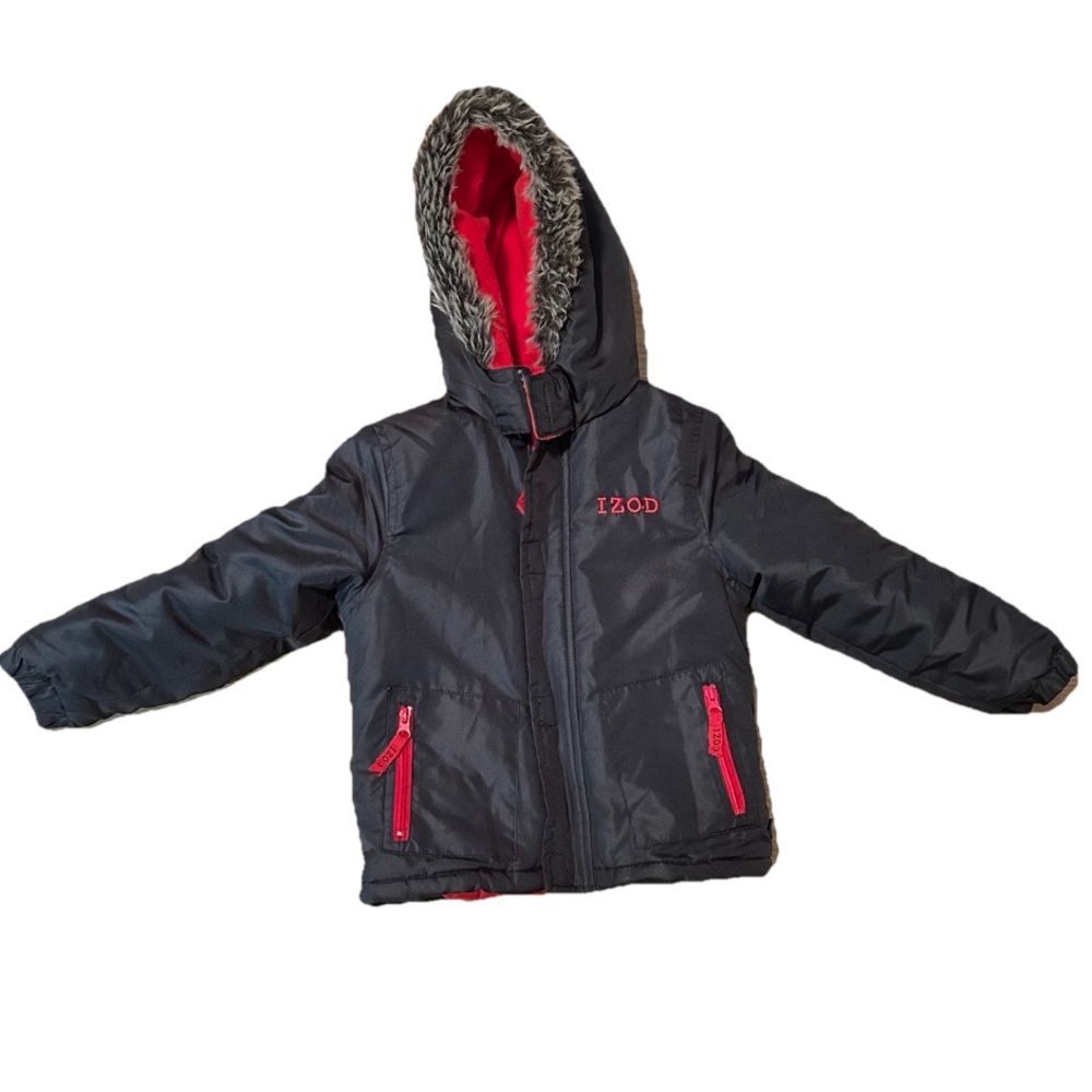 IZOD Kids Hooded Puffer Snow Jacket Winter Coat Size 4t Full Zip Lined